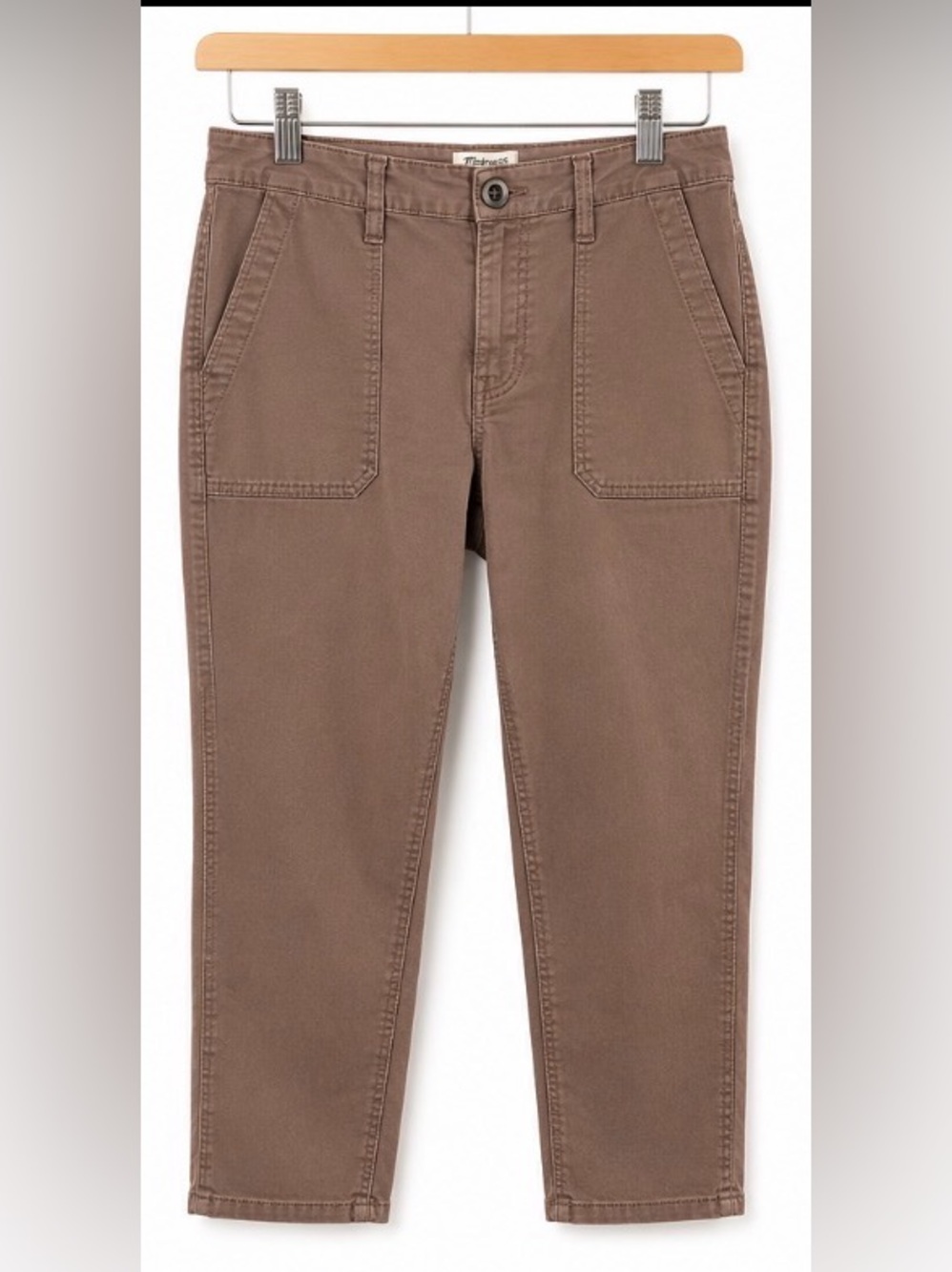 Madewell Utility Crop Pants Size 32 Taupe Brown Tencel Blend High Rise Cropped